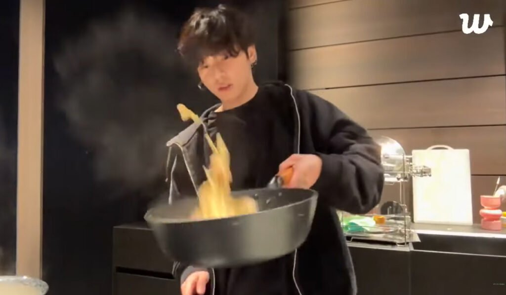 Jungkook whipping up a meal